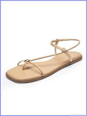 Strappy Flat Sandals Square Open Toe Ankle Strap Thong Flip Flop Beach